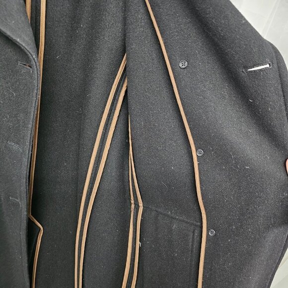 Vintage J. Crew Black Pea Car Coat Wool Blend Preppy Military Winter M - Picture 11 of 14